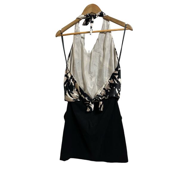 Black halo women's black white halter abstract mini dress size 4 - Picture 6 of 6